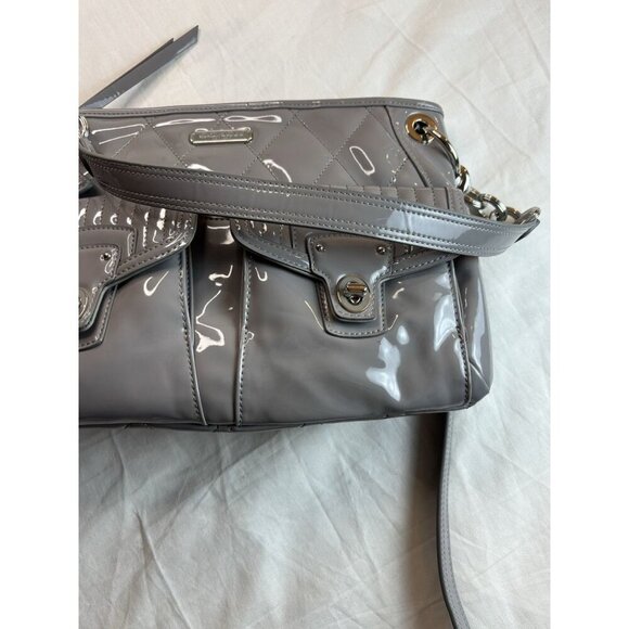 Coach Grey Liquid Gloss Poppy Handbag Quilted Convertible - Picture 4 of 10